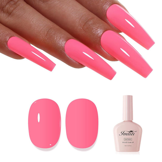 Imtiti Peach Gel Nail Polish, Peach Pink Nail Gel Polish High Gloss Soak Off UV LED Spring Summer Nail Art Manicure Salon DIY Design 10ML