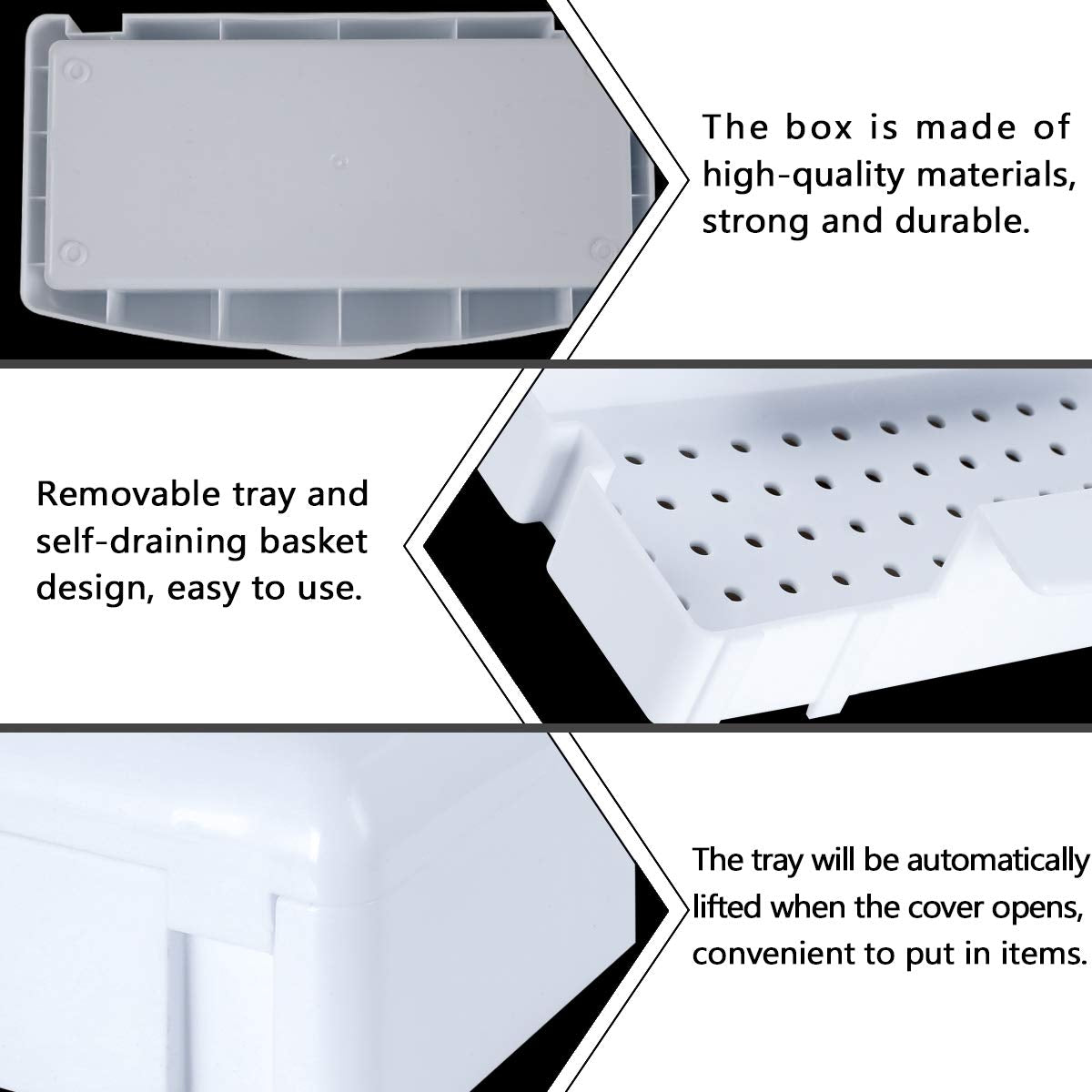 Gusnilo Sanitizing Tray - Disinfectant Container Nail Tool Sterilizer Box Plastic Sanitizing Box for Nail Tools, Hair Salon,Spa (Clear Lid, white)