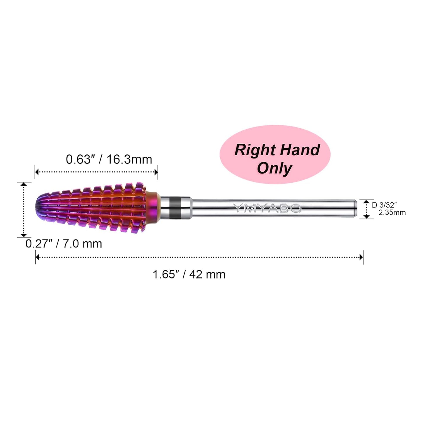 Nail Drill Bit,Professional 3/32" Purple Tornado Carbide Tungsten Multifunction Bits， Fast Remove for Hard Gel and Acrylic, Manicure Pedicure Cuticle Nail Polishing Tool-XC