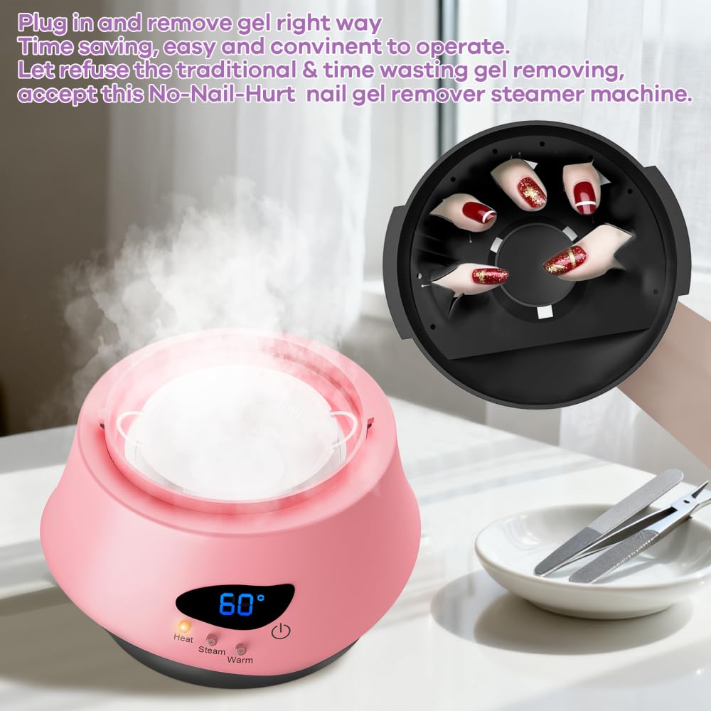 Nail Polish Remover Machine Upgraded Electric Steam Remover Portable Automatic Gel Nail Polish Remover for Home and Salon Use