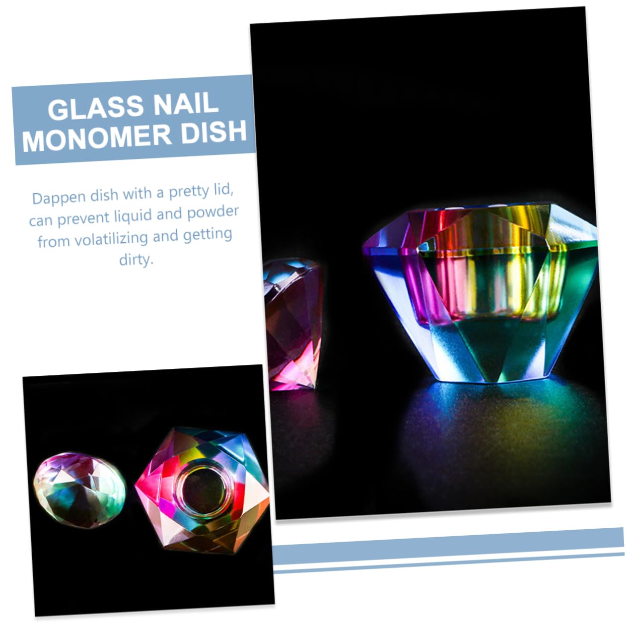 FRCOLOR nail glass bowl monomer dish petri dish monomer dish with lid glass bowl Manicure tools nail dappen dish dappen dish with lid nail glass cup crystal glass glass nails Acrylic