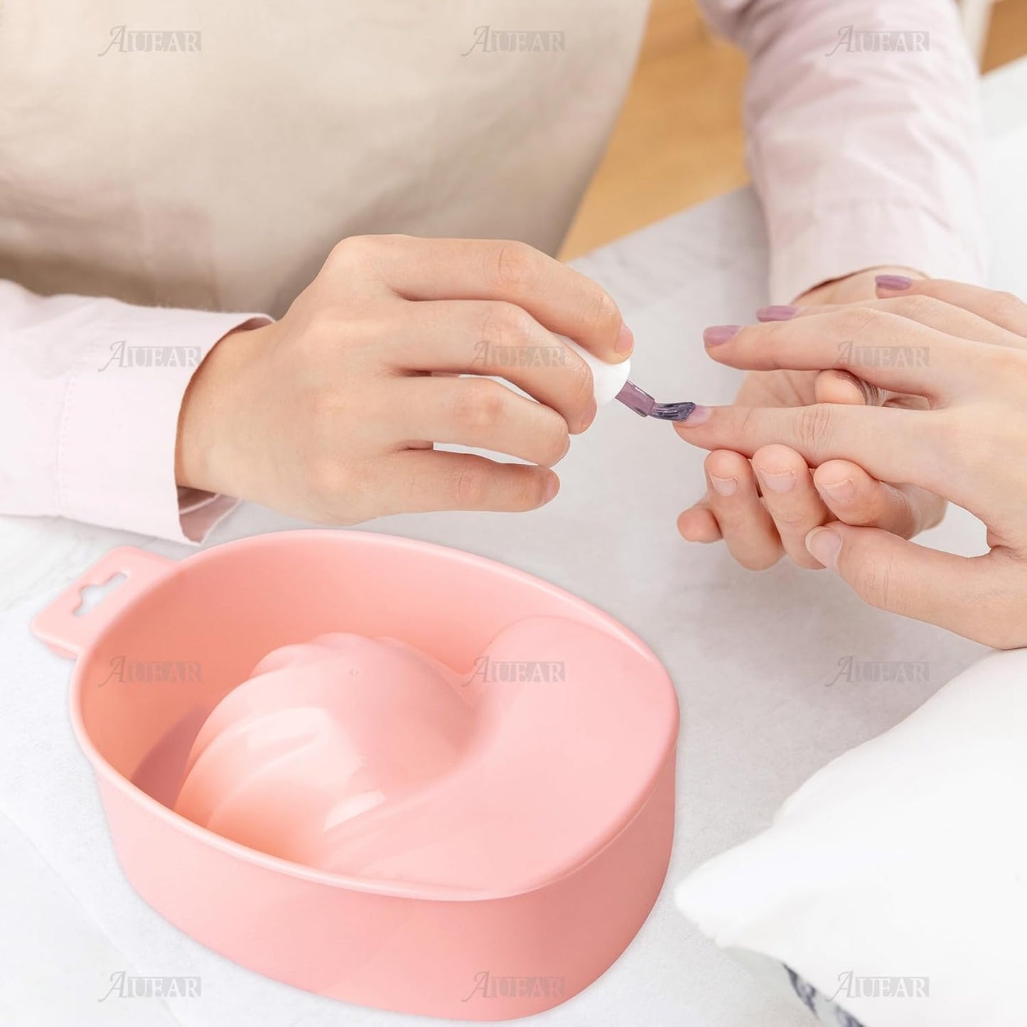 AUEAR, 2 Pack Manicure Bowl Nail Soaking Art Hand Soak Treatment Bowls Tray for SPA Tools (Light Pink)