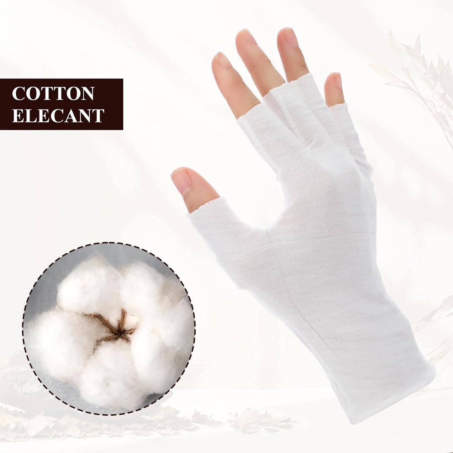 7 Pairs White 100% Cotton Gloves, Moisturizing Gloves for Dry Hands & Overnight Care, Breathable Moisturizing Night Glove for Women & Men