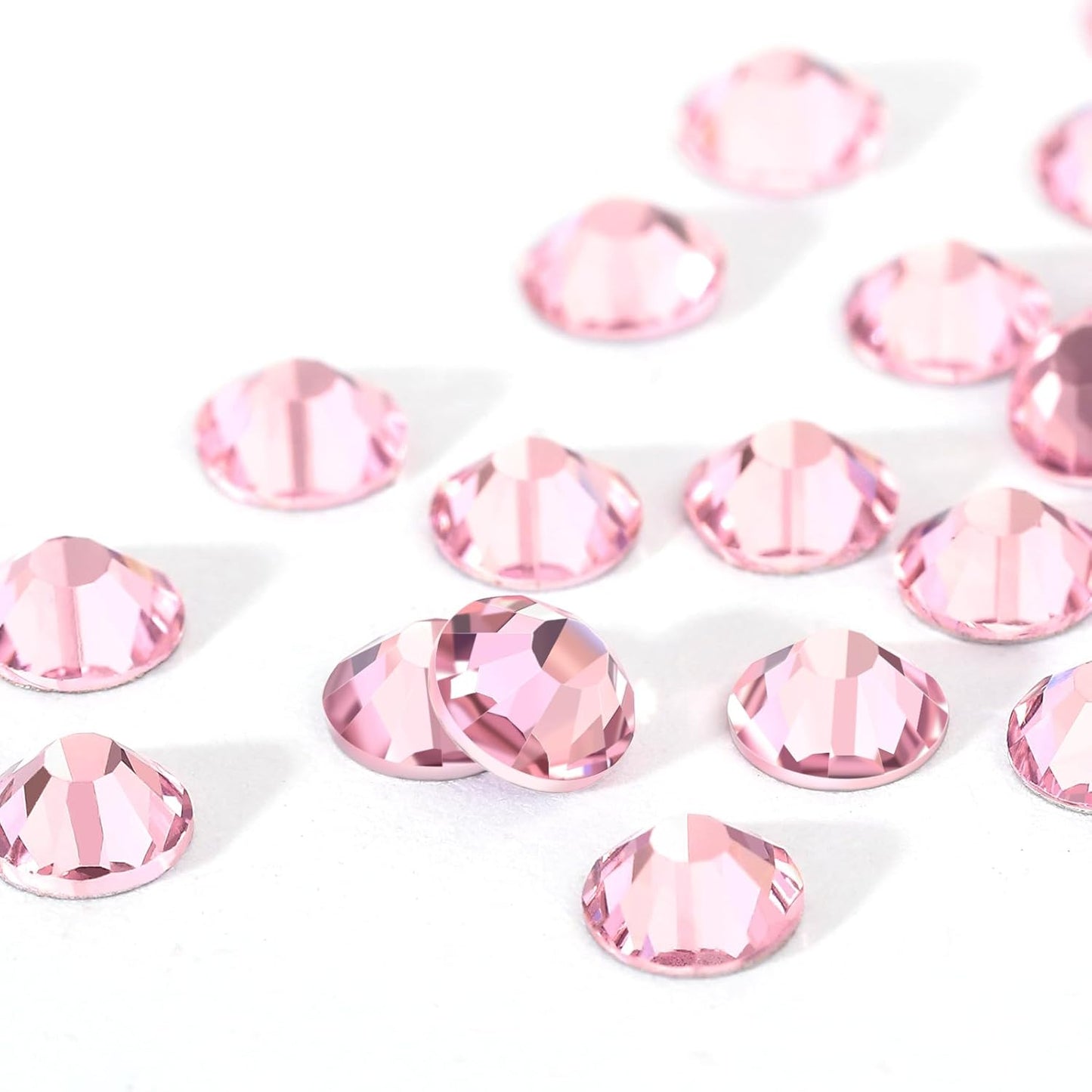 Novani Rhinestones 3000Pcs Flatback Crystal Round Loose Gemstones Glass Rhinestones for Crafts Makeup Nail Art Clothes Shoes DIY Decorations(SS8, 2.3-2.5mm,Pink)