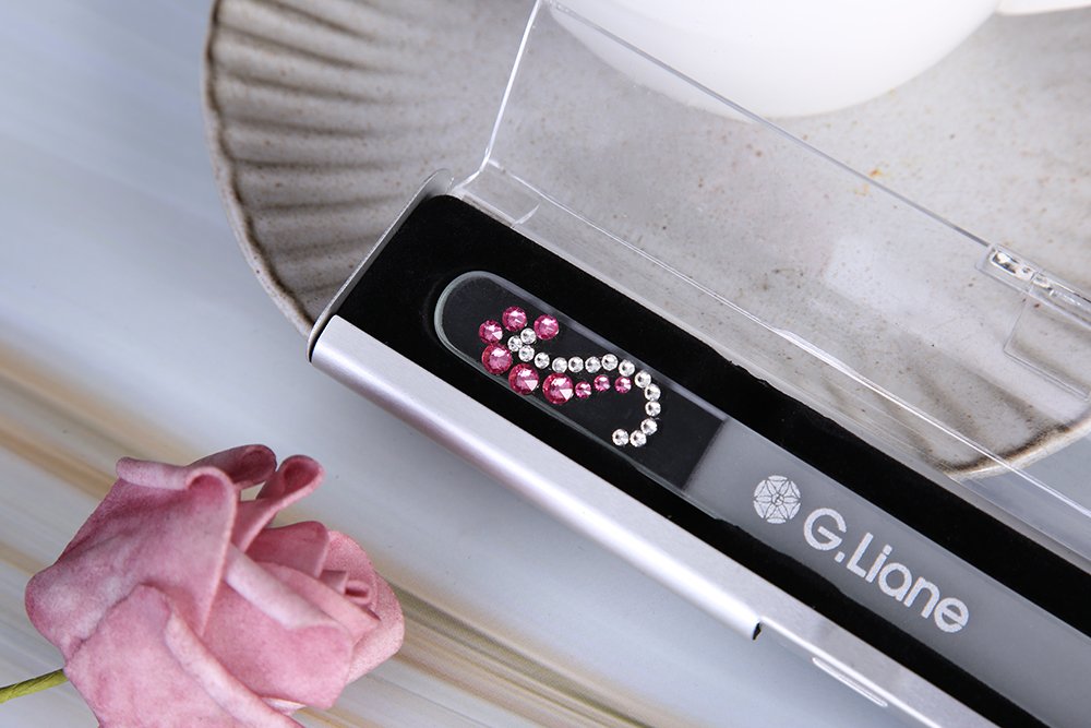 Glass Nail File with Austria Crystals Professional Crystal Fingernail Files in Aluminum Case Perfect Manicure Set for Women Men Kids Nail Care Gift Set(Pink Seahorse)