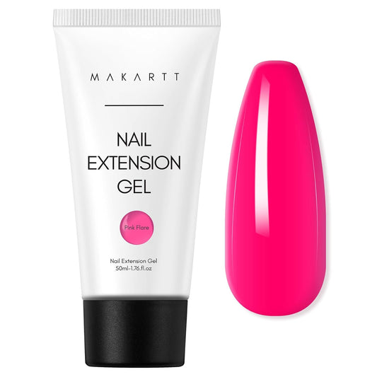 Makartt Poly Nail Gel-50ML Large Capacity-Dazzling Pink Color, Strong Builder for Extension Overlay Strengthener 3D Diy, Long-lasting for Nails French Manicures Home Salon-Pink Flare