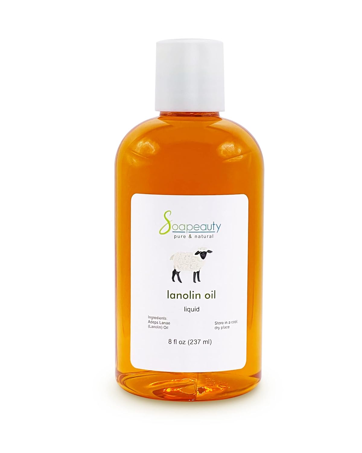 LANOLIN OIL Cold Pressed Unrefined | 100% Natural Available in Bulk | Carrier for Essential Oils, Face, Skin, Hair Moisturizer, Soap Making | (8 OZ)