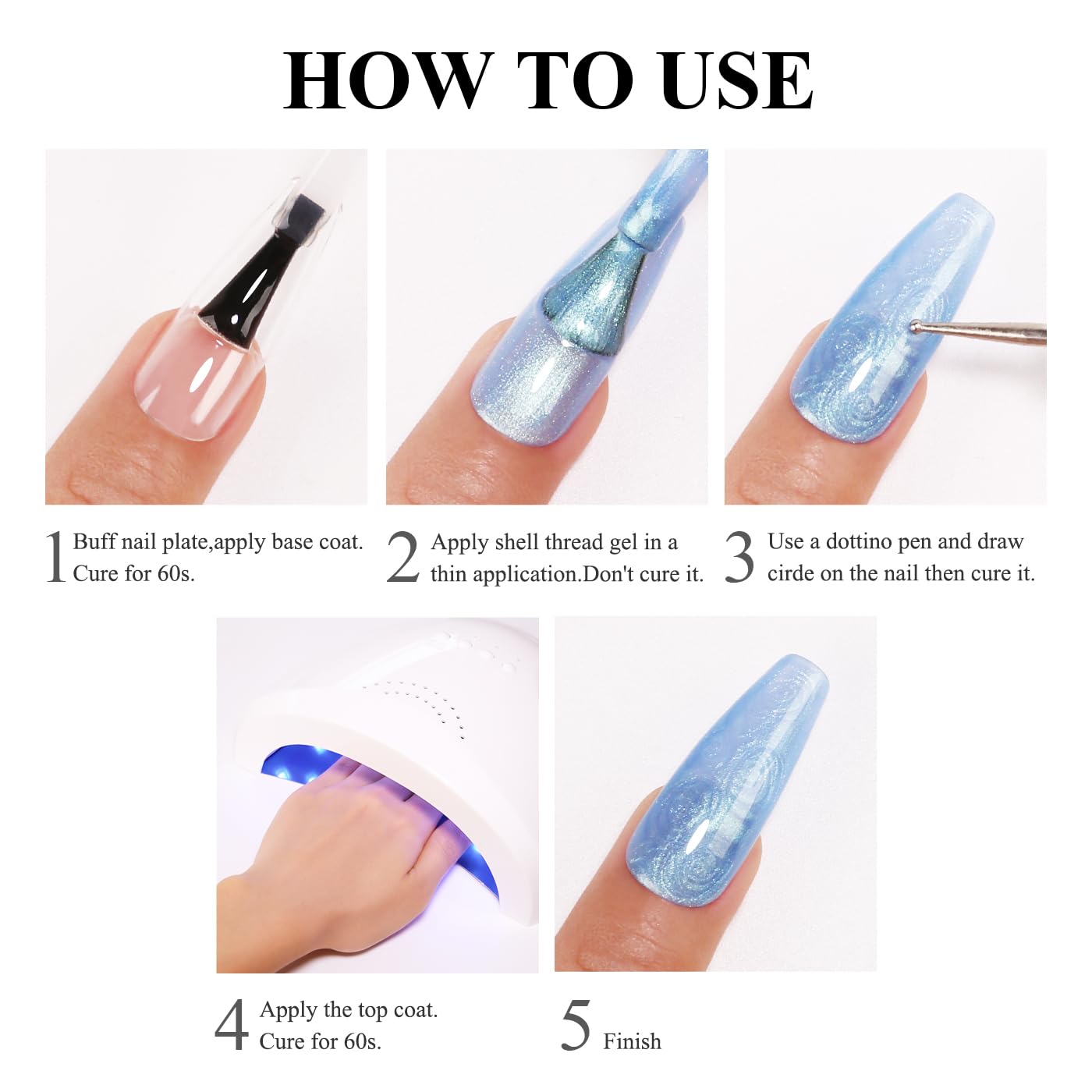 Imtiti Pearl Gel Nail Polish, 0.5 Fl Oz Sky Blue Shell Shimmer Nail Gel Polish Iridescent Glitter Nail Polish Gel Spring Summer Pearlescent Shell Blue Gel Polish Soak Off UV Led For Manicure Salon