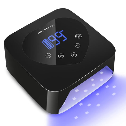 UV Nail Lamp, 72W Cordless UV Light for Gel Nails with 5-Timer & Auto Sensor, Rechargeable Gel Nail Lamp for Gel Polish, Professional Fast Curing Nail Dryer UV Led Nail Cure Lamp (Black)