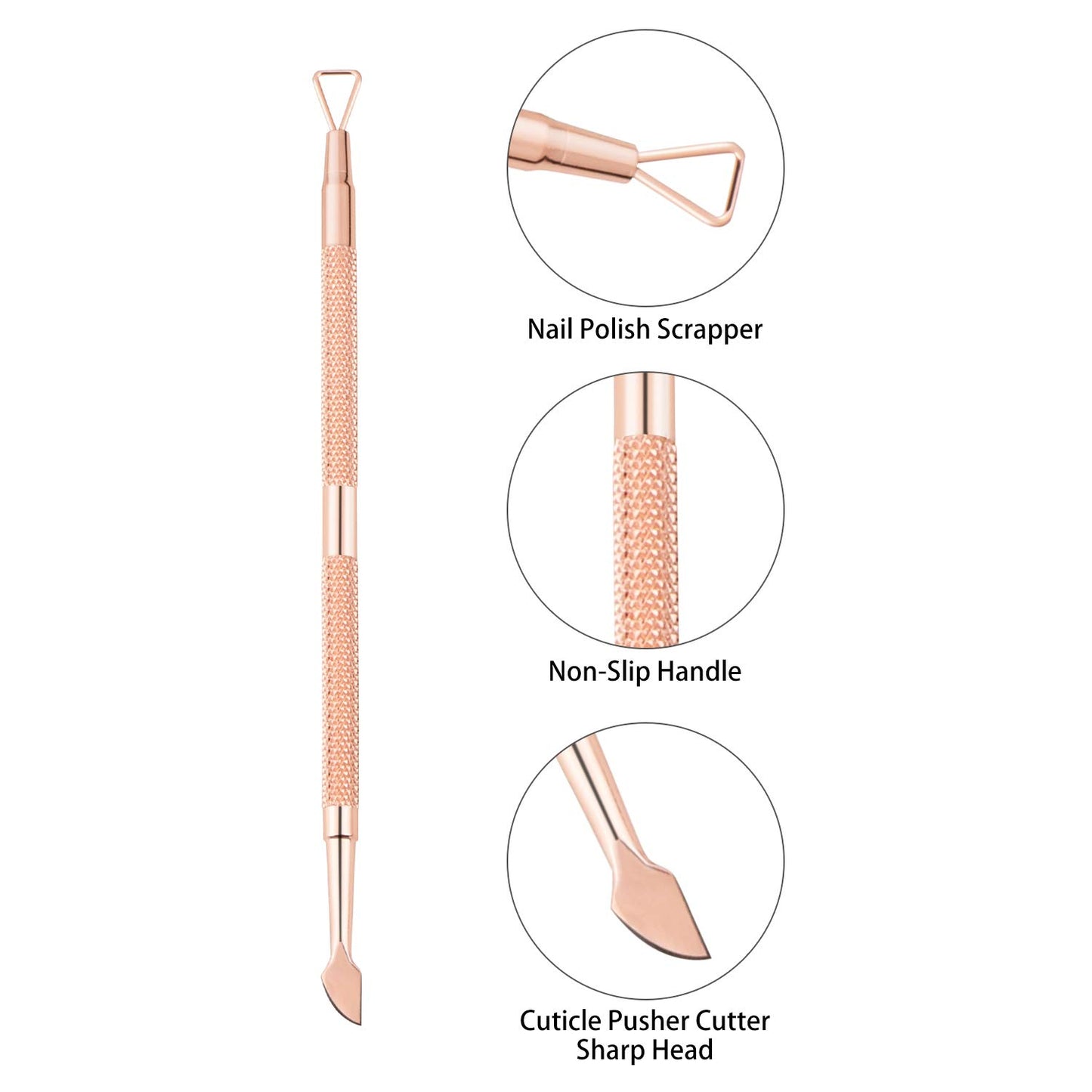 Gel Nail Polish Remover Set - Foil Nail Wraps/Wipes 300 Pcs Soak Off Gel Remover Foils Nail Wraps & 1 Pc Rose Gold Double Head Cuticle Pusher Peeler Scraper