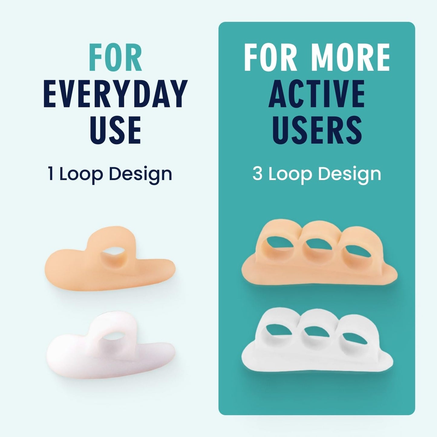 Dr. Frederick's Original Hammer Toe Corrector Gels - 2 Pairs - All-Day Relief for Crooked & Overlapping Toes - Soft Cushioning - Symptomatic Support for Toe Alignment - Beige - 3 Loop Design