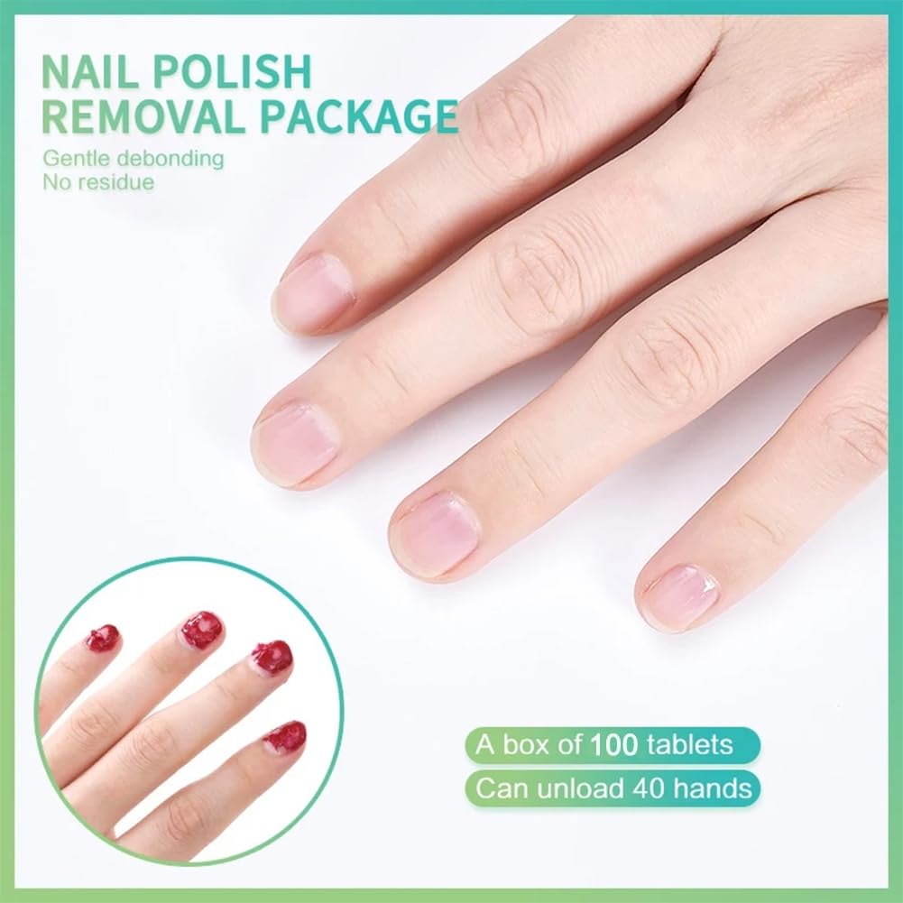 Acetone Nail Polish Remover Pads - 100PCS Quick Wipes, Individually Wrapped Wet Wipes for Removing Nail Polish (100pcs)
