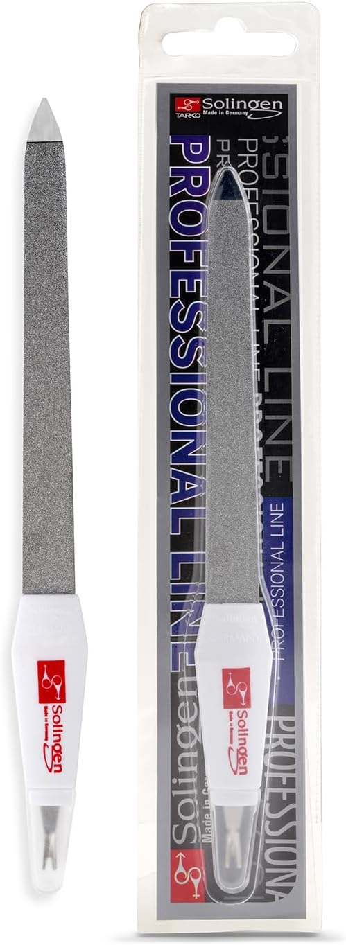 Solingen Professional Nail File - Cuticle Trimmer/Remover | Manicure & Pedicure Tool | 2 in 1 Tool for Your Hand & Foot Fingenails Care | 2 Sided Sapphire Files & Sharp Dead Skin Cutter