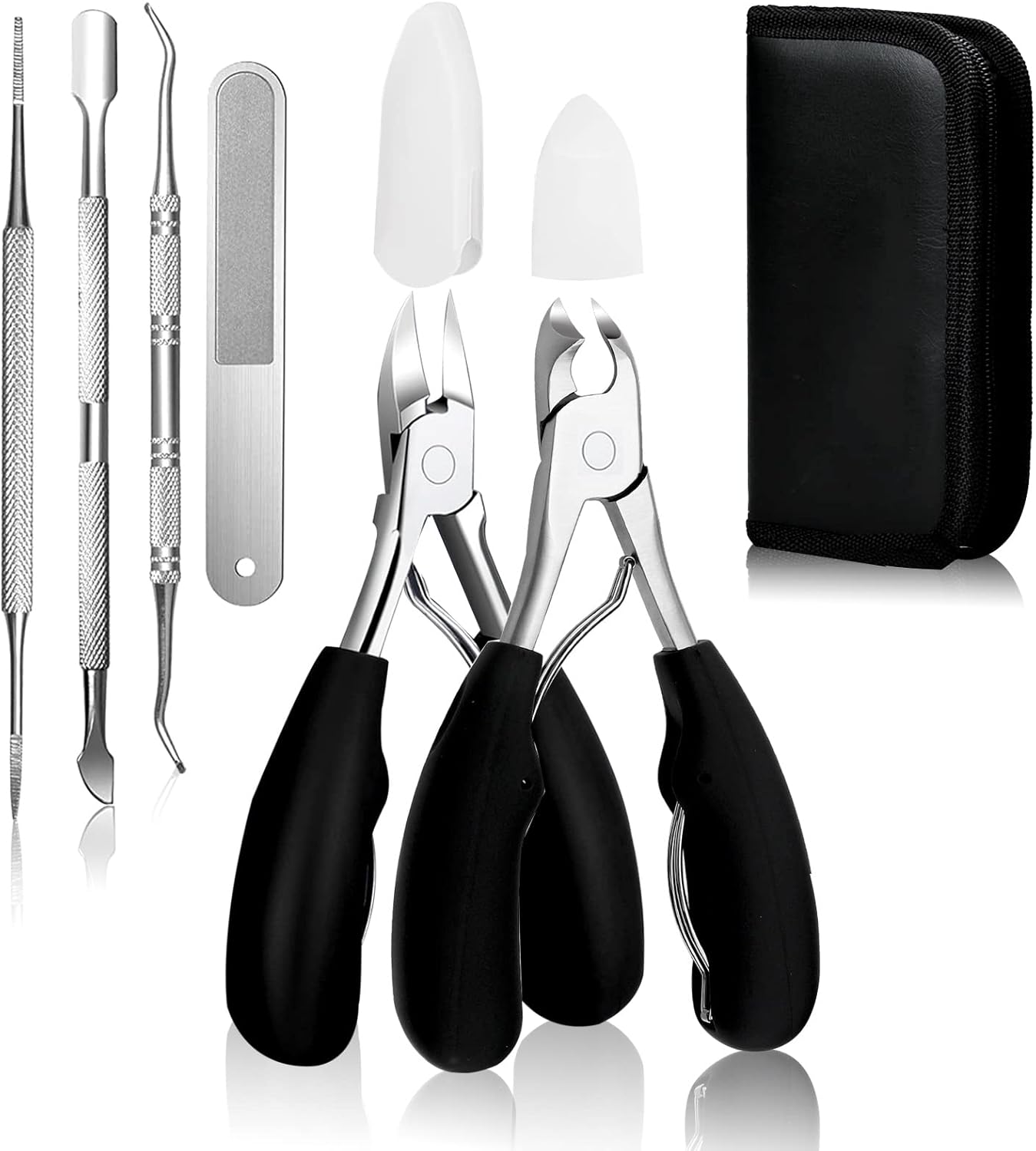 6Pcs Toenail Clippers for Thick Toenails Ingrown Nail Clippers, Large Toe Nail Clippers, Heavy Duty Toe Nail Clippersfor Seniors Toenail Clippers Set with Long Handle for Men