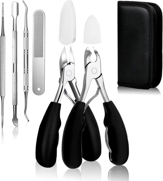6Pcs Toenail Clippers for Thick Toenails Ingrown Nail Clippers, Large Toe Nail Clippers, Heavy Duty Toe Nail Clippersfor Seniors Toenail Clippers Set with Long Handle for Men