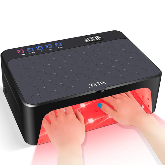 MEKK UV LED Nail Lamp - Luxury Cordless UV Light for Gel Nails with Red Light Skincare,4+2 Timer Modes,Two-Hand Design,Professional Nail Lamp for Salon & Home-Black