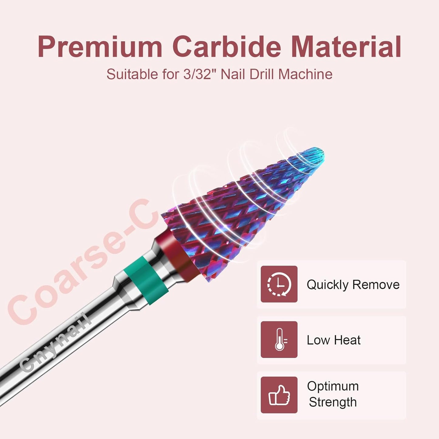 3/32" 2PCS Clean Umberllas Bits Coarse Grit Carbide Cuticle Cleaner Bit for Electric Nail Drills – Professional Manicure Tool for Nail Salons and Home Use (C Grit. Purple)