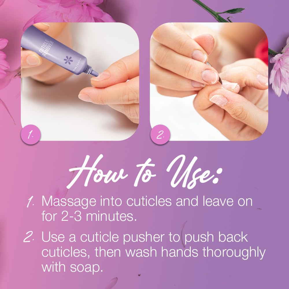Flowery Cuticle Remover, 2-in-1 Treatment, Softens and Removes Dead Skin Cells, 0.5 Ounce, 1-pack