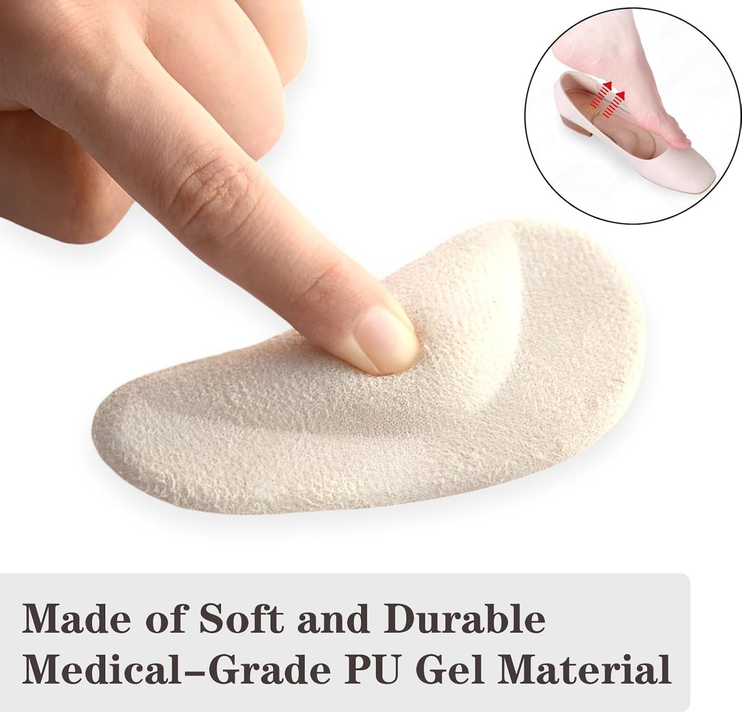 Correct-Position Gel Arch Support Insoles: Plantar Fasciitis & Flat Feet Relief, Adhesive Foot Pads for Pressure-Free Comfort- 6 Pairs (Clear*2+Beige*2+Black*2)