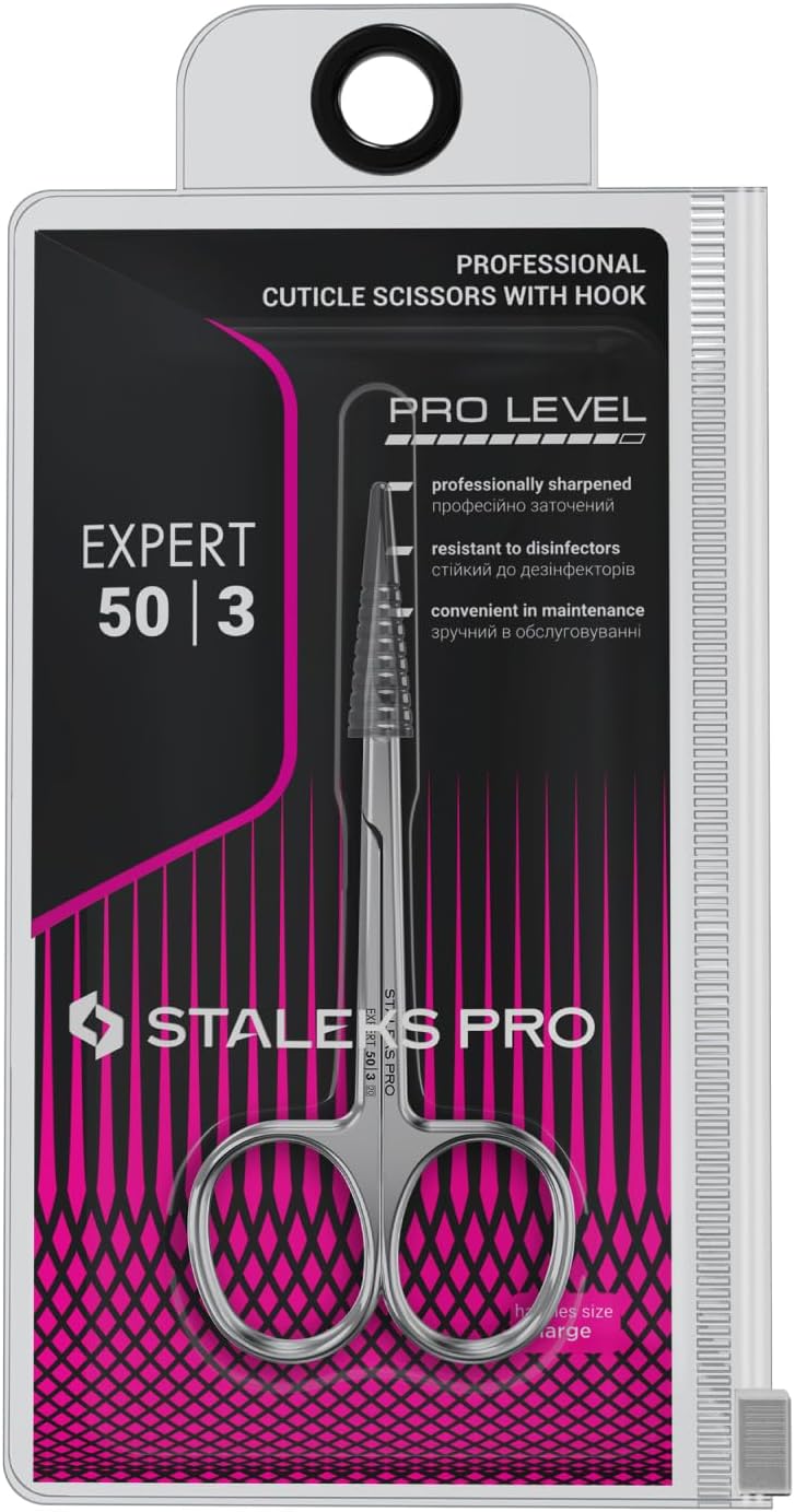 STALEKS Pro Expert 50 Type 3 Cuticle Scissors – Premium Quality Manicure Scissors – Stainless Steel Curved Scissors for Cuticles – Long Lasting Beauty Scissors for Cuticle Nail Care