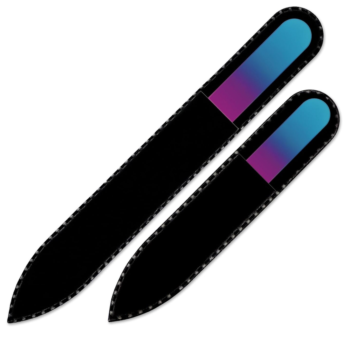 Mont Bleu Set of 2 Color Glass Nail Files, Each File is in Black Pouch - Handmade Birthday Gifts for Women - Genuine Czech Tempered Glass - Best Crystal Glass Nail File for Women