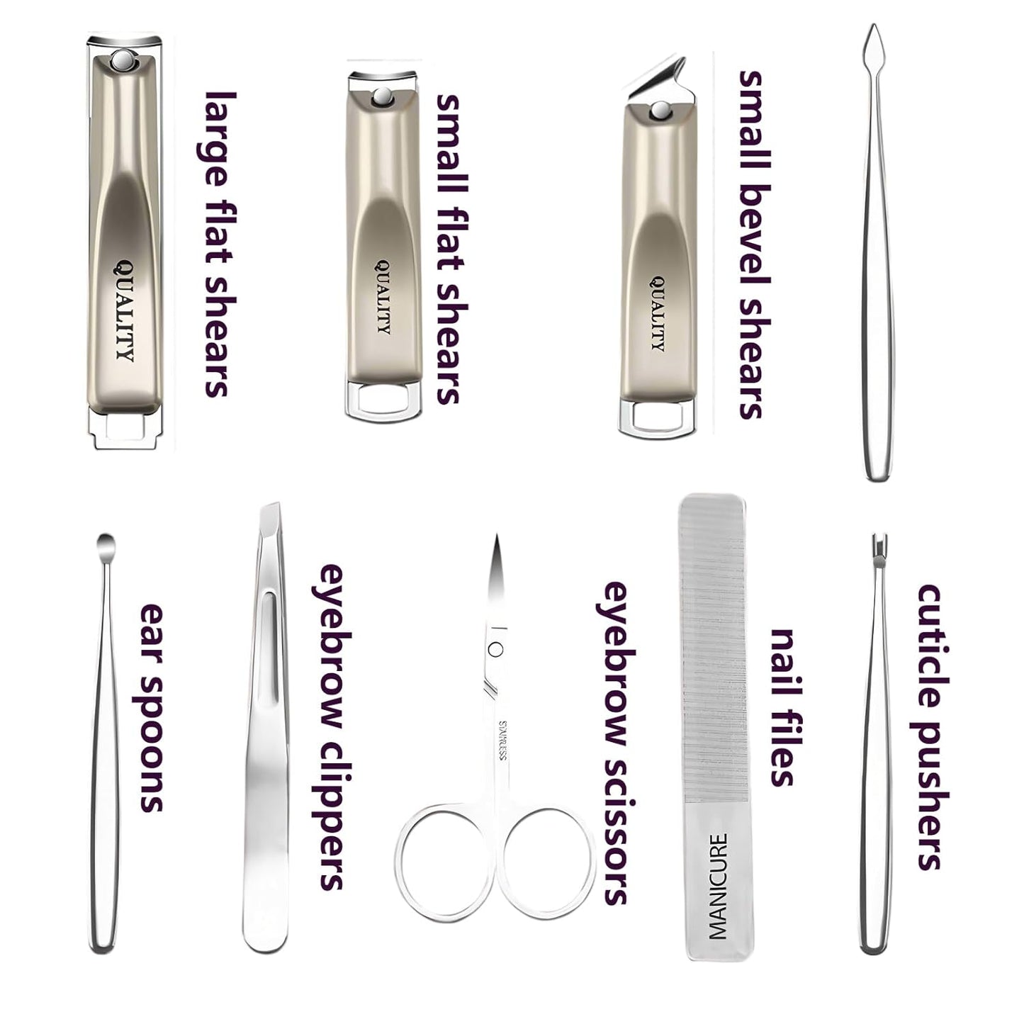 Manicure Set,Travel Mini Nail Clippers Kit, 9 Pieces Stainless Steel Professional Grooming Kits,Manicure Tools,Pedicure Tools for Men,Women,Teens,Father,Mom (Brown)