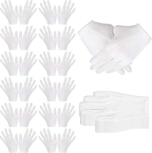 144 Pcs/72 Pairs Cotton Gloves, Cotton Bulk Pack Moisturizing Glove Large Size White Glove for Men Women Inspection Gloves for Dry Hand Art Handling Coin Jewelry