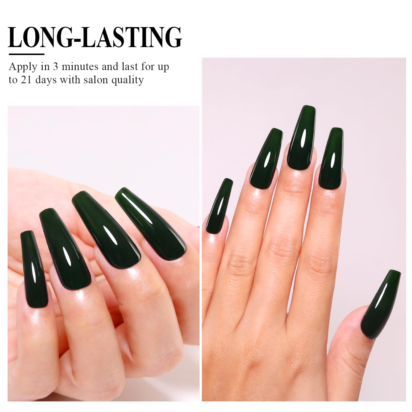 Imtiti Green Gel Nail Polish, Emerald Green Gel Polish High Gloss Soak Off UV LED Autumn Winter Art Manicure Salon DIY Design 10ML