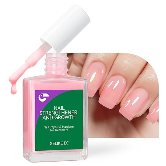 gelike ec Nail Strengthener Polish for Thin Nails: Soft Pink 15ml 6 in 1 Natural Nail Hardener Extra Strong and Growth - Long Lasting Repair for Damaged Nails - Growth Oil for Salon Home Daily Work