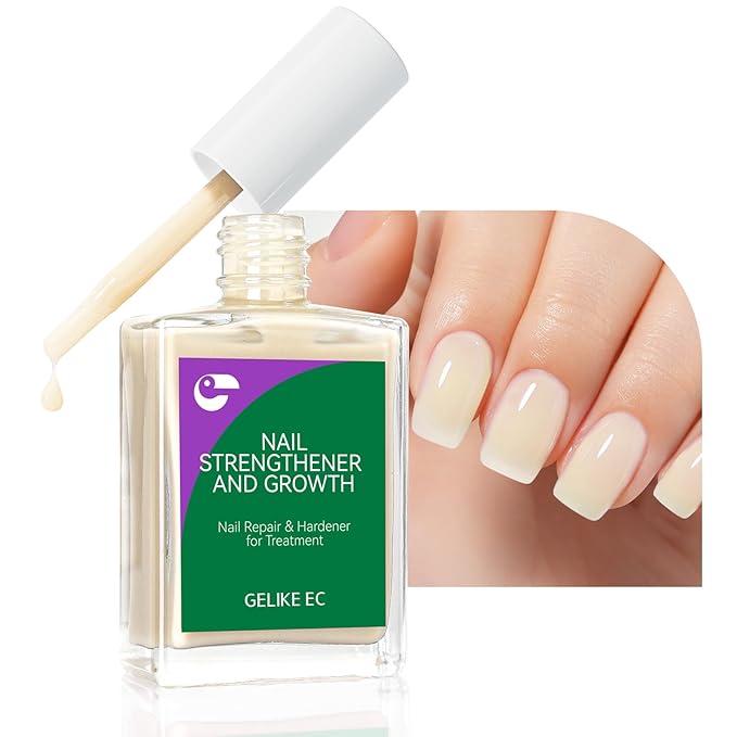gelike ec Nail Strengthener and Growth Polish: Milky Apricot Protein Nail Repair Treatment for Damaged Nails Quick Dry Hardener Polish for Women at Home 16ml