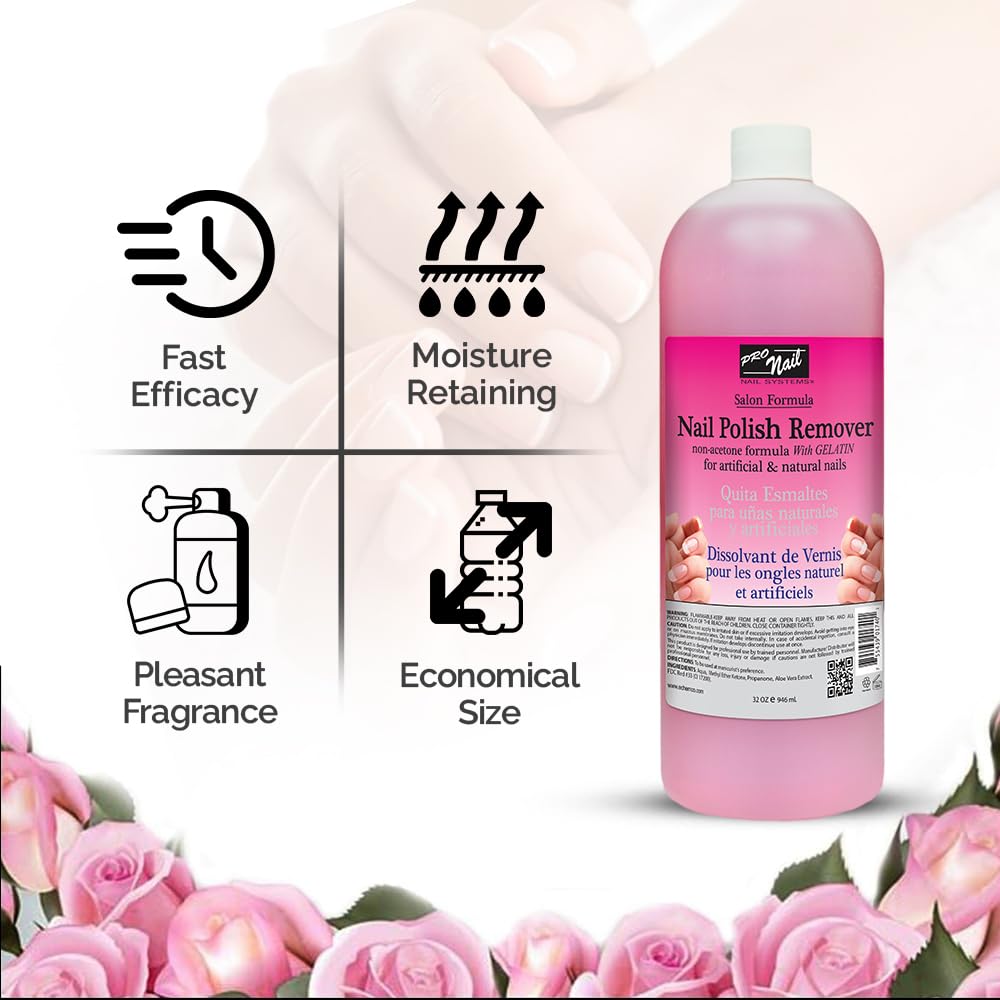 PRONAIL - Non-Acetone Nail Polish Remover, Professional, Maximum Strength, 32 Oz