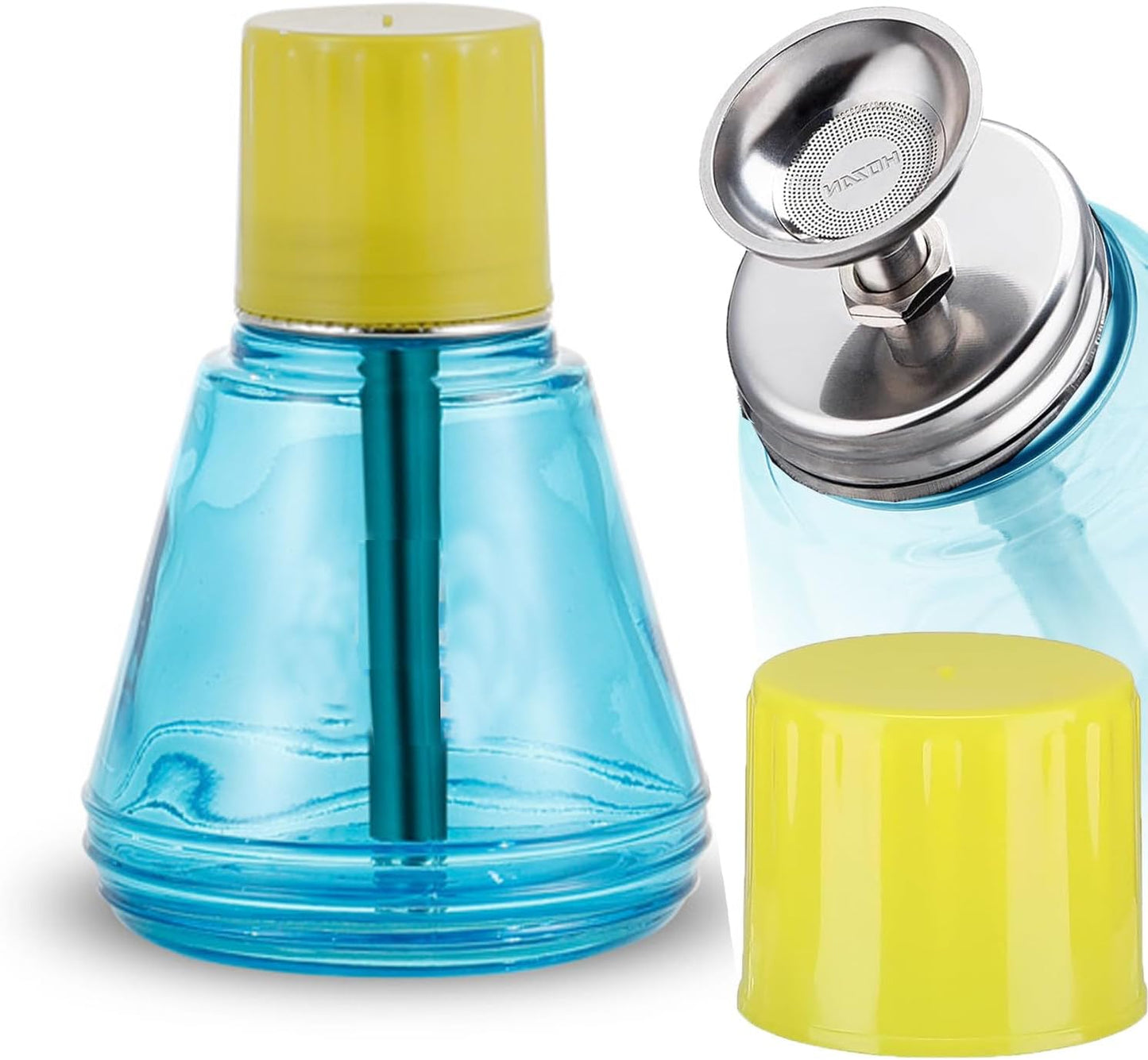 5 Oz/ 150ml Glass Push Down Pump Dispenser Bottle With Cap Push Down Glass Empty Pump Dispenser for Alcohol Makeup Clear Refillable Bottle Hand Pumping Press Container