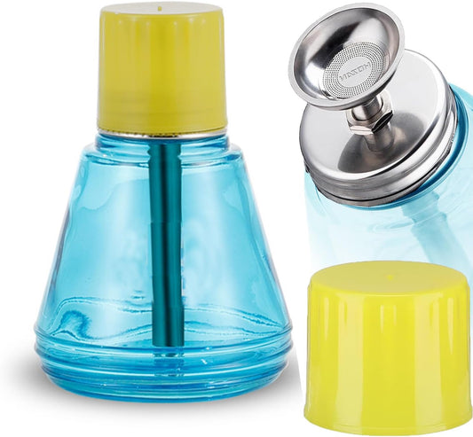 5 Oz/ 150ml Glass Push Down Pump Dispenser Bottle With Cap Push Down Glass Empty Pump Dispenser for Alcohol Makeup Clear Refillable Bottle Hand Pumping Press Container