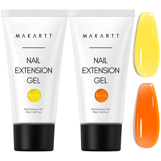 Makartt Poly Nail Gel Set: Orange Yellow Colors, Strong Builder for Extension Overlay Strengthener 3D Diy, Multifunctional, Long-lasting for Nails French Manicures Home Salon-2PCs 30ML