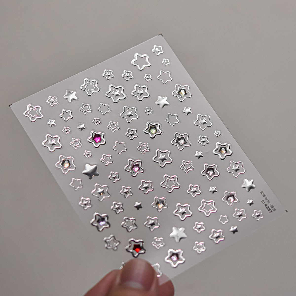 Star Nail Art Stickers Decals Shiny Silver Star 5D Embossed Nail Decals with Crystal, 1PCS Hollowed Stars Self-Adhesive Nails Design Manicure Sliders Y2K Nail Art Supplies for Women DIY Decorations