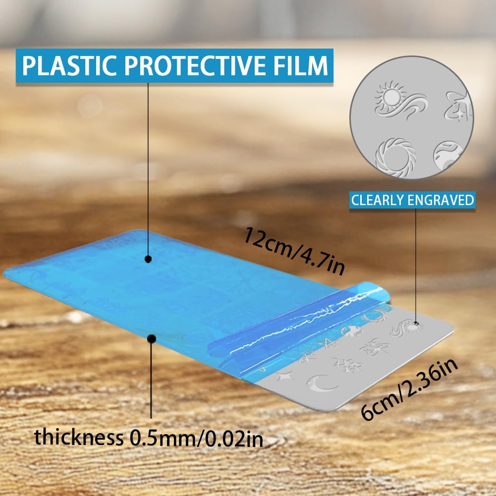 3Pcs Fantasy Stars Nail Stamping Plate Planets Sun Moon Nail Art Stamp Templates Stainless Steel Reusable Tools with Stamper Scraper for Manicure Printing