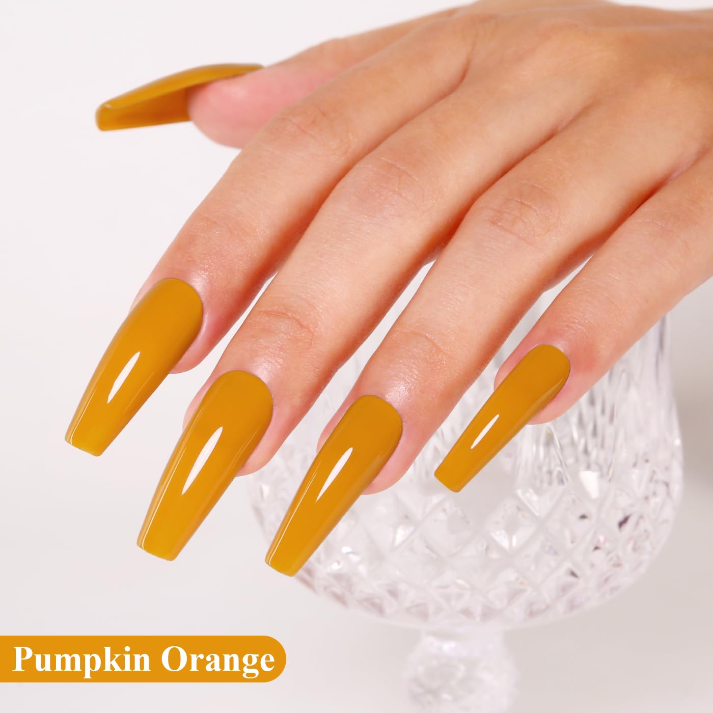 Imtiti Orange Gel Nail Polish, Pumpkin Orange Gel Polish High Gloss Soak Off UV LED Autumn Winter Art Manicure Salon DIY Design 10ML