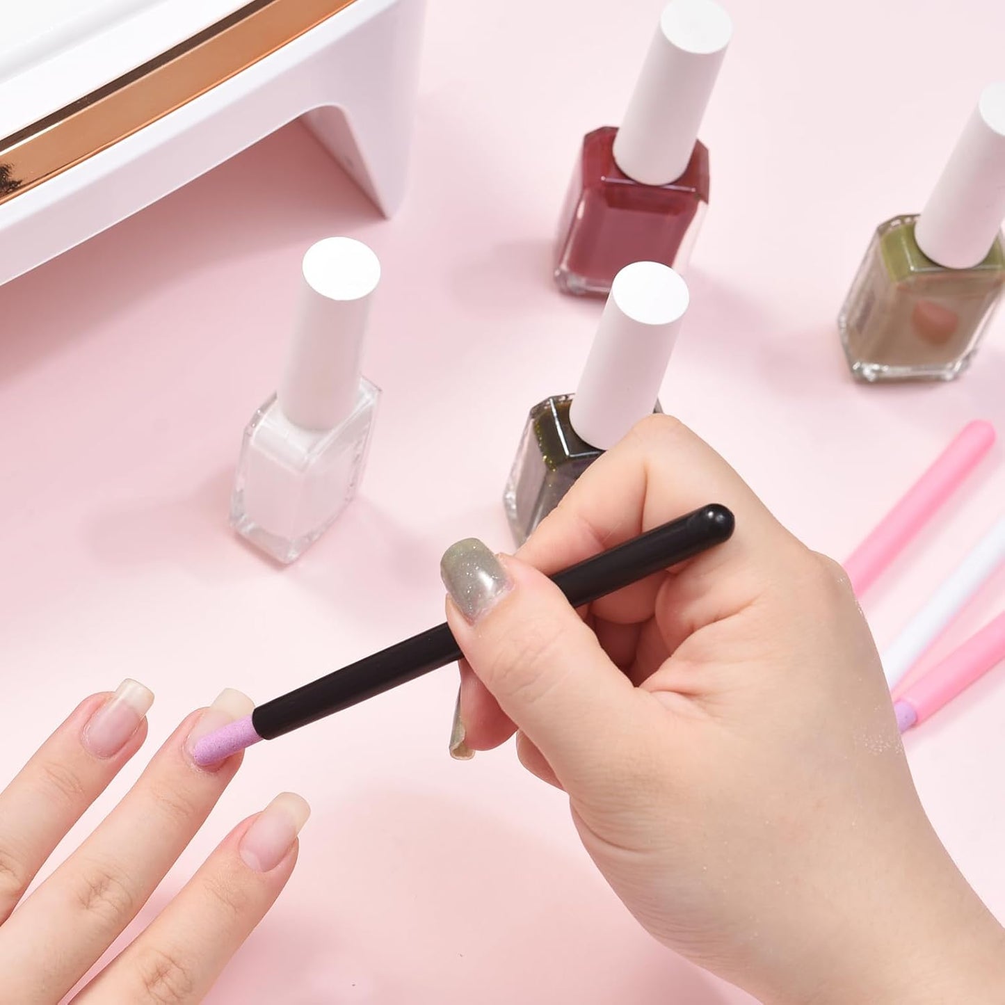 10Pcs Stoe Sanding Nail File Tools Nail File Cuticle Removal Buffer Washable Pedicure Manicure Pen Cuticle Pusher Stick for Nail Care