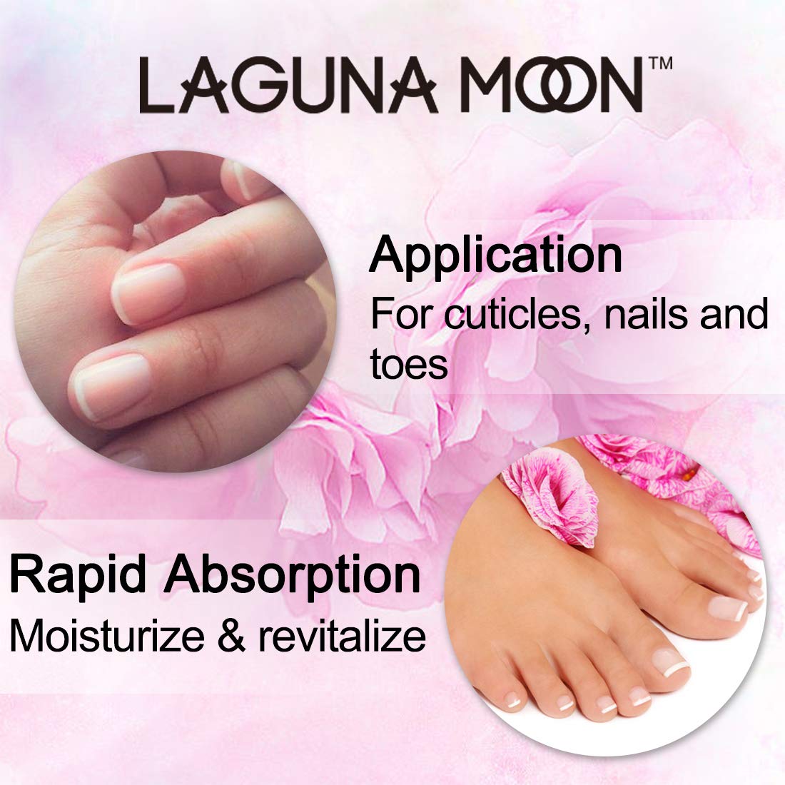 Cuticle Oil Pen for Nail - Lagunamoon Nail Oil for Nail Care & Nail Growth - Nourish, Soothe & Moisturize Damaged Nails - Rose, 5 ml
