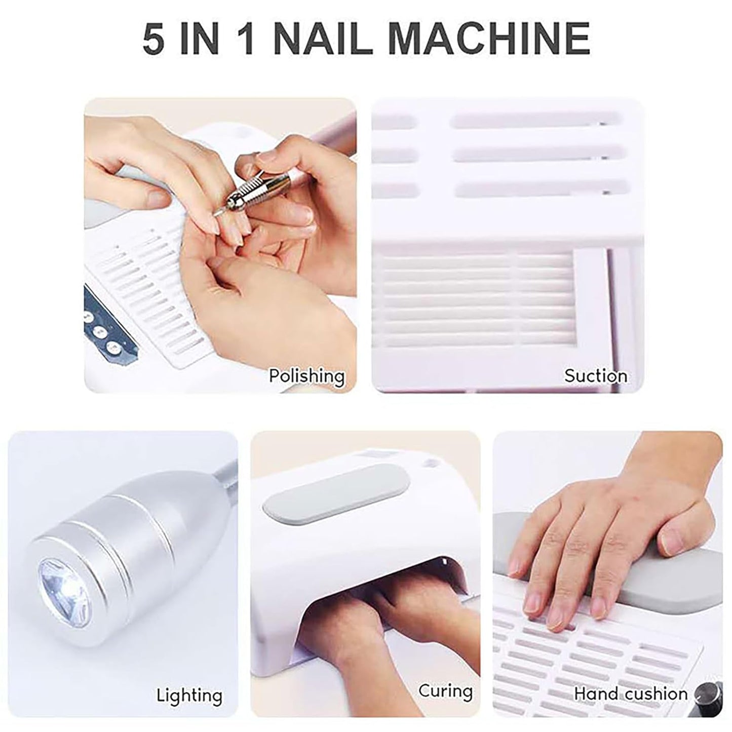 5 in 1 Professional Nail Dust Collector, 30000rpm Electric Nail Drill Machine, 48/96W LED Nail Lamp for Salon & Home