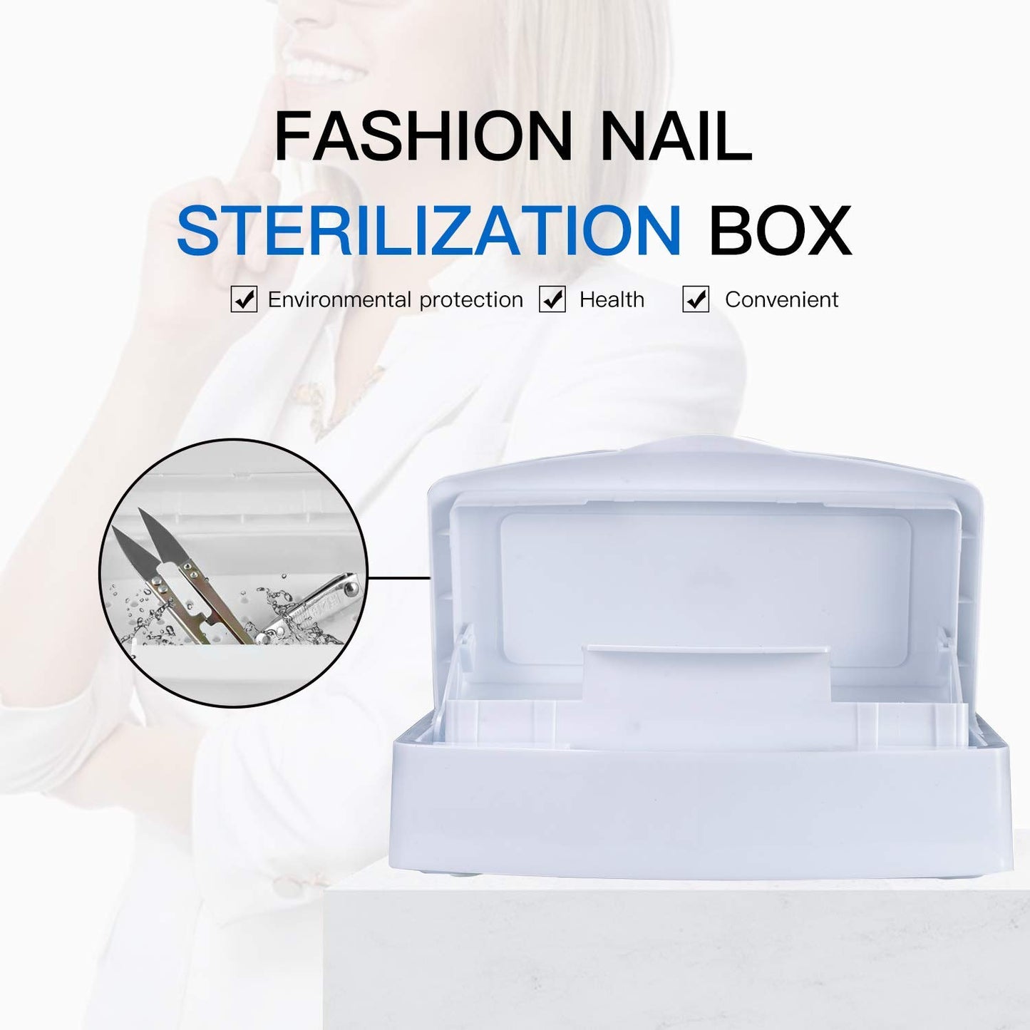 Plastic Sterilizing Tray,Tool sterilization box,Nail Tools Plastic Sterilizing Box Beauty Tool Sterilizing Tray Disin-fection Box,Tweezers,Hair Salon,Spa & Cutter Manicure Equipment-(White)