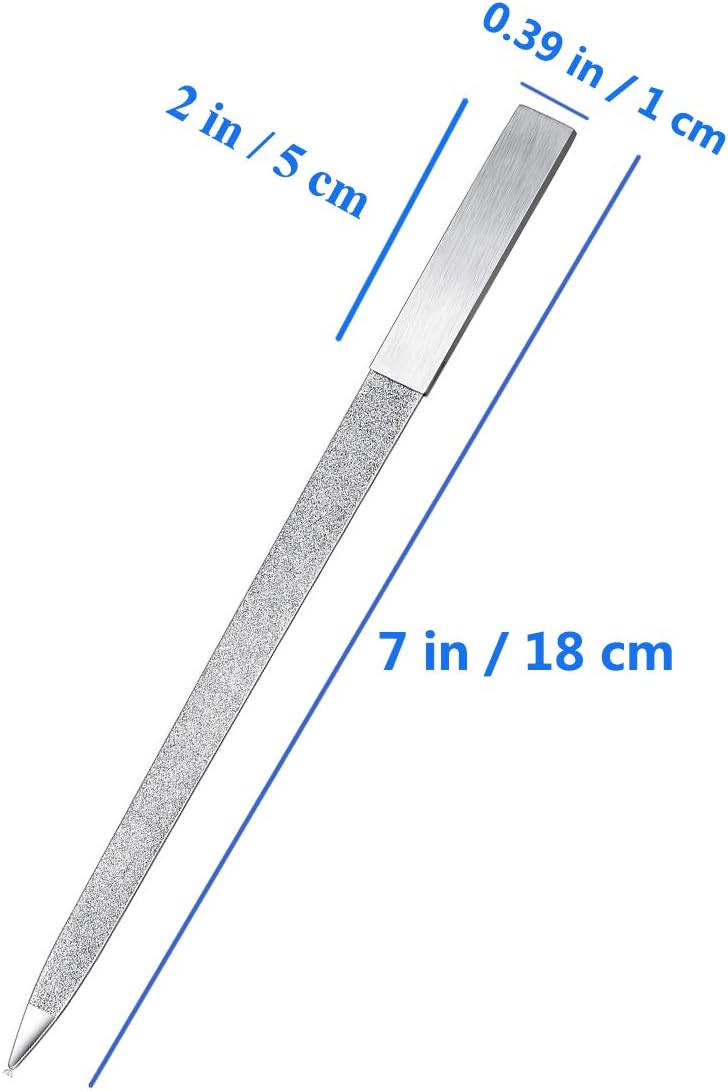 8 Pack Diamond Nail File 7 inch Metal Fingernail Files, Stainless Steel Double Side Nail File for Salon Home and Travel Men Women