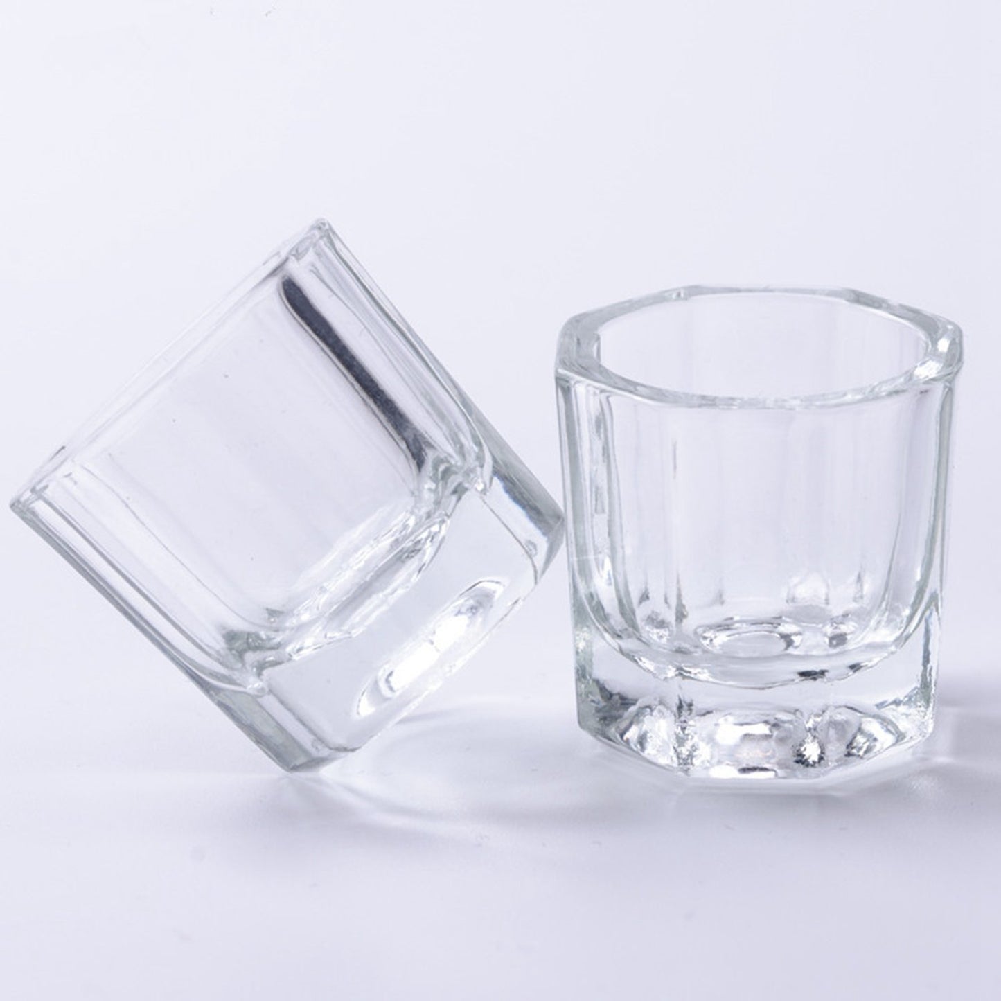 2PCS Nail Dappen Dish Acrylic Powder Holder Glass Nail Dampen Dish Liquid Cup for Acrylic Nail Clear Crystal Nail Jar(2 pcs no lid)