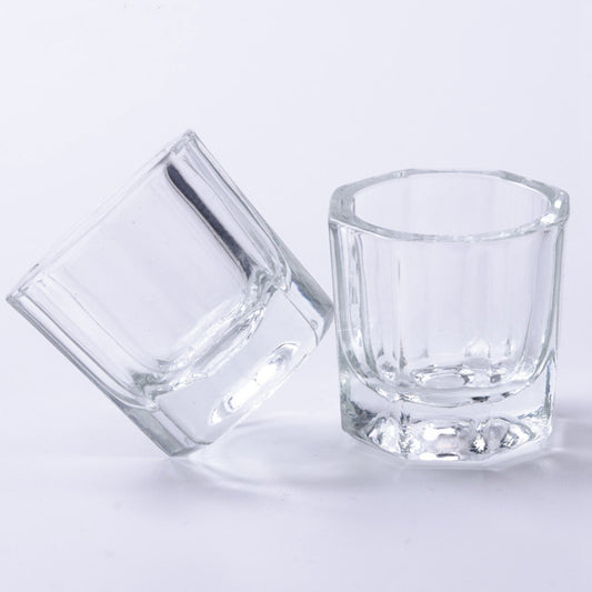 2PCS Nail Dappen Dish Acrylic Powder Holder Glass Nail Dampen Dish Liquid Cup for Acrylic Nail Clear Crystal Nail Jar(2 pcs no lid)