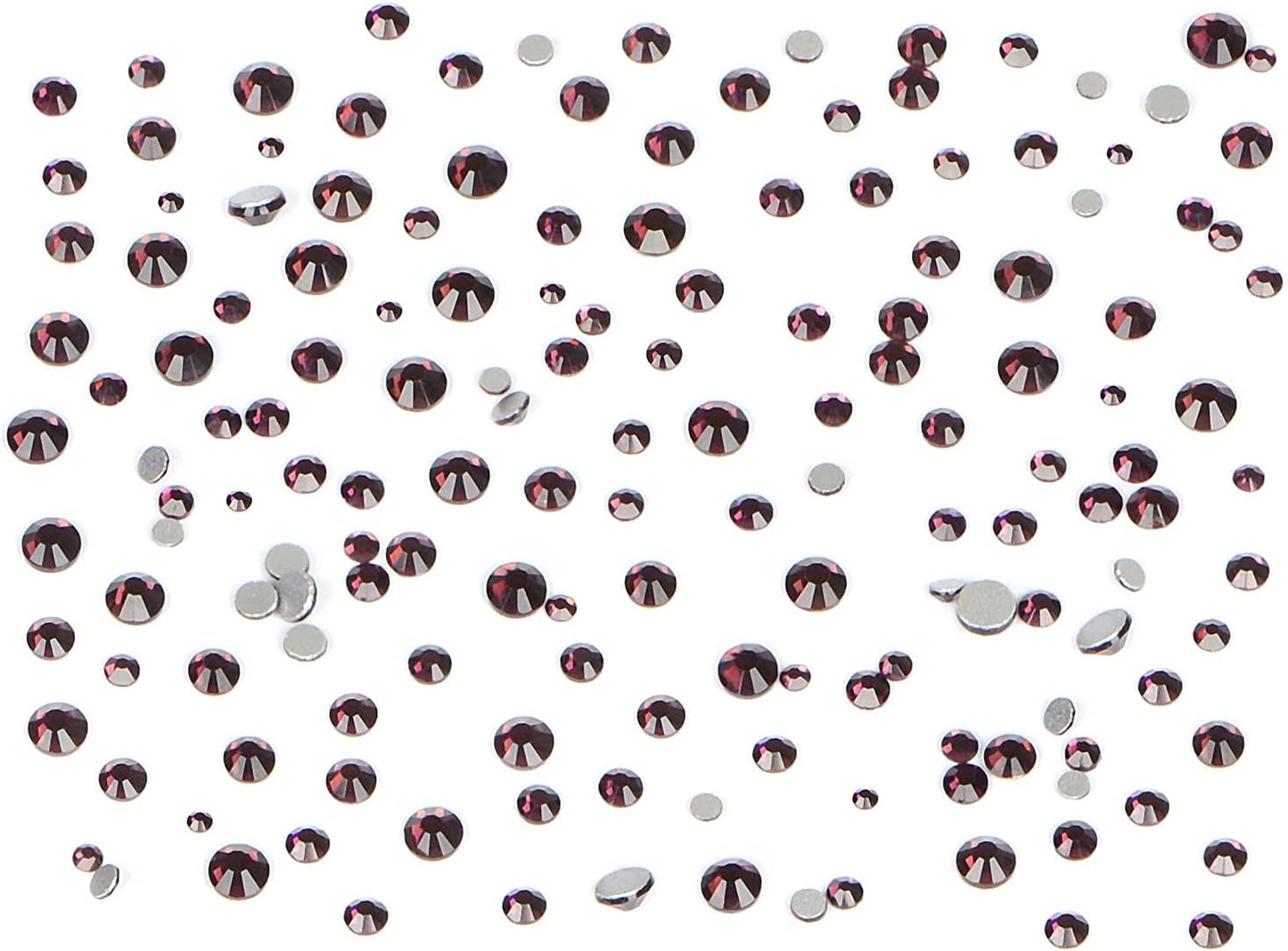 Bymitel 7200 Pieces 6 Mixed Sizes Glue Fix on Glass Rhinestones Round Crystal Gems Flatback for DIY Jewelry Making with one Picking Pen(6-Sizes 7200PCS, Amethyst)