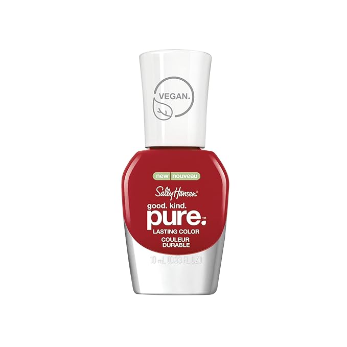 Sally Hansen Good. Kind. Pure. Nail Polish | Plant-Based, Vegan, 16-Free Formula | Opaque, Shiny | 310 Pomegranate Punch | Deep Red Nail Color
