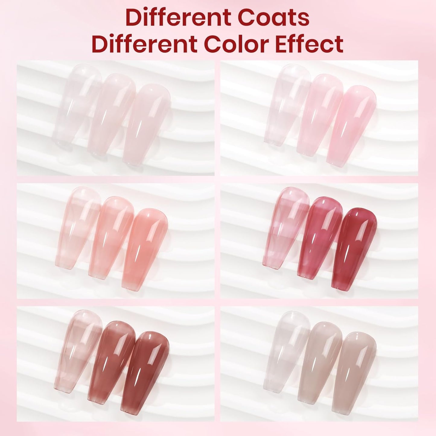 Jelly Nail Polish Set Non Gel, Quick Dry Sheer Nude Pink Regular Nail Polish Natural Neutral Fingernail Lacquer High Glossy Manicure DIY Salon Gift for Women Girl（Nude Pink Red Brown Colors）