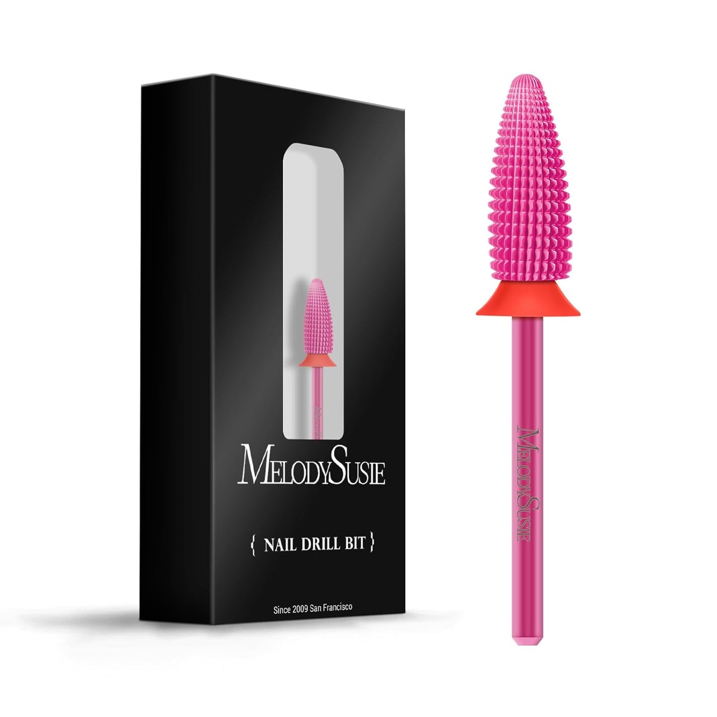 MelodySusie Typhoon Nail Drill Bits, 3/32'' Carbide Tungsten Multi-function Bits, Fast Remove Acrylic or Hard Gel for Manicure Pedicure Salon Professional or Beginner, Pink Blossom, Fine