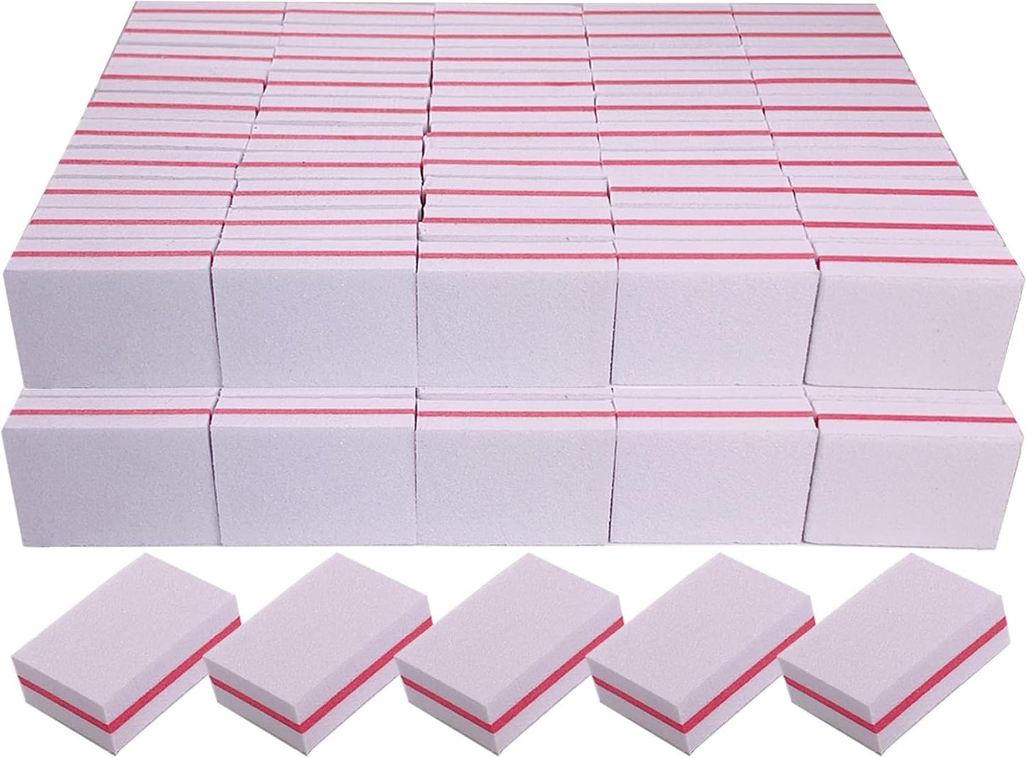 Nail Buffers (100 Pack), Mini Buffer Block Nail File for Acrylic Nails and Natural Nails, 100/180 Grit Nail Buffer Block Bulk Buffing Blocks for Nail Buff Professional Manicure File Blocks Set White