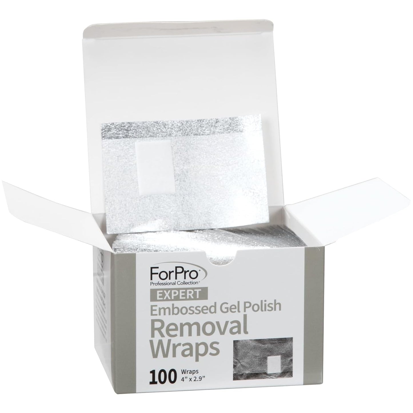 ForPro Expert Embossed Gel Polish Removal Wraps, Pre-Cut with Cotton Pad, Remove Gel Polish, Acrylics, & Nail Art, 4” L x 2.9” W, 100-Count